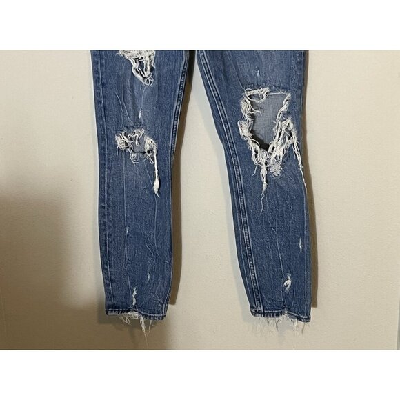 Abercrombie And Fitch High Rise Mom Jean Curve Love Size 27/4R Distressed - Picture 3 of 10